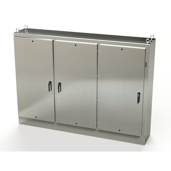 3 Point Latch with Coinproof/Padlock Handle Electrical Enclosures, 72 in H, 18 in D, 99-1/2in W